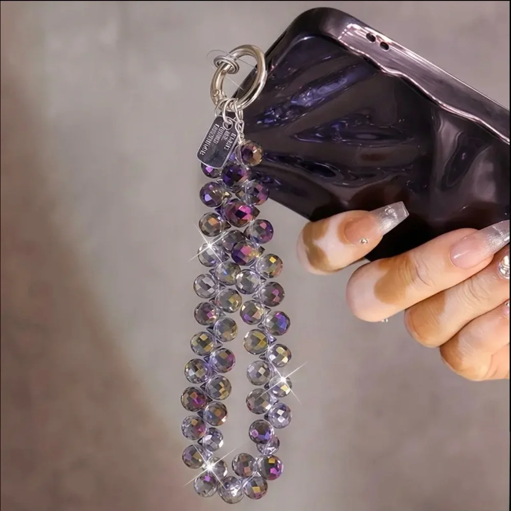 ✨Crystal Beaded Phone Wrist Strap/Keychain in Purple Twilight✨